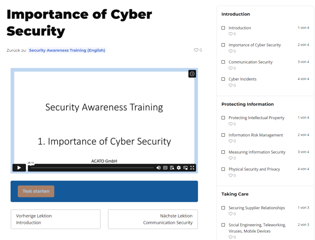security awareness training - demo, screenshot