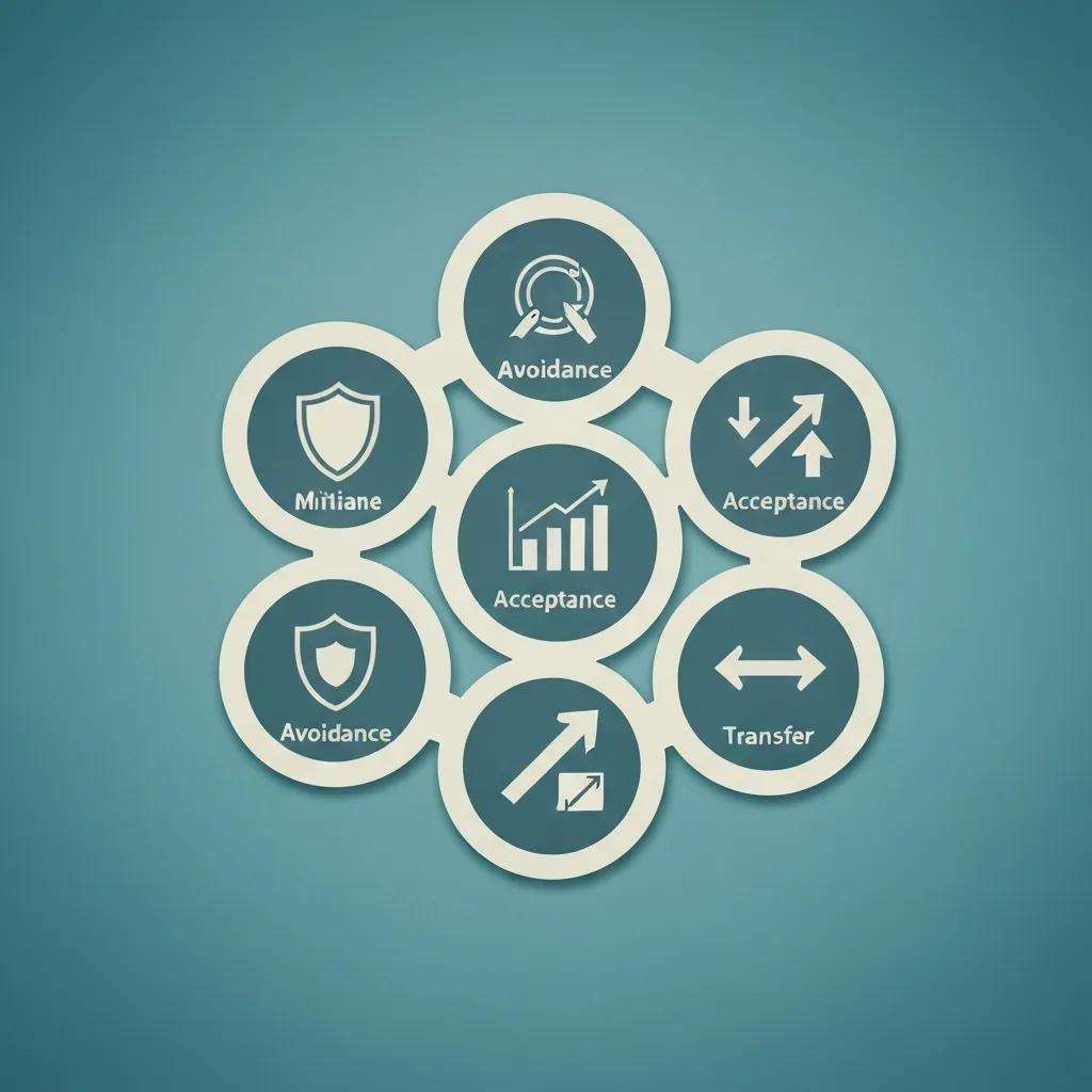 Grafik zu Risikobehandlungsstrategien nach ISO 27001: Vermeidung, Minderung, Akzeptanz und Übertragung, mit Diagramm, das die Akzeptanz zeigt.