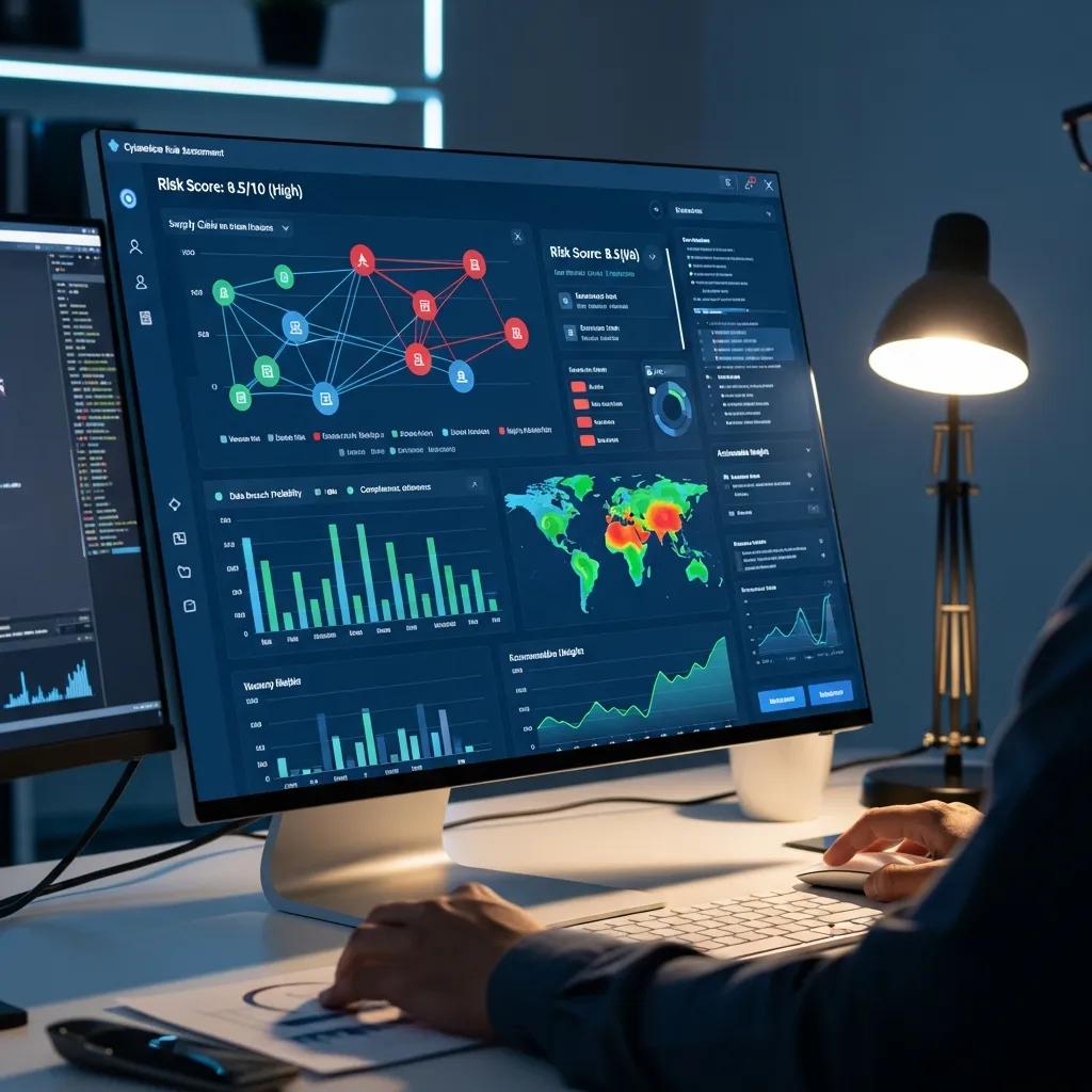 Nahaufnahme eines Tools zur Cyber‑Risikoanalyse