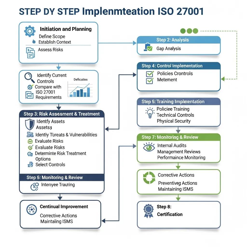 Ablaufdiagramm zur ISO‑27001‑Implementierung