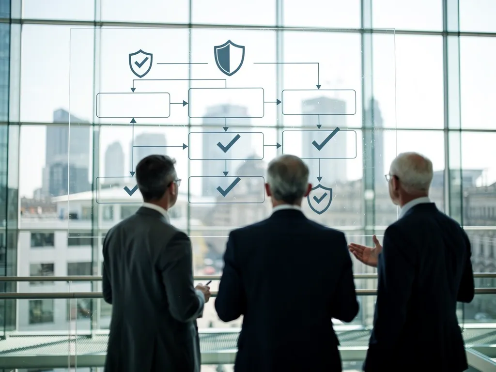 Executive board reviewing cybersecurity governance documents